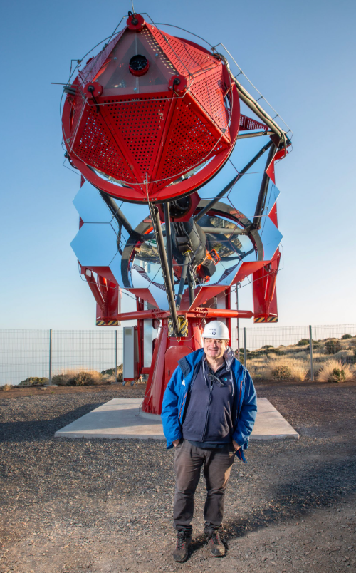 Giovanni Pareschi with the Astri-1 telescope in the background - Credits: