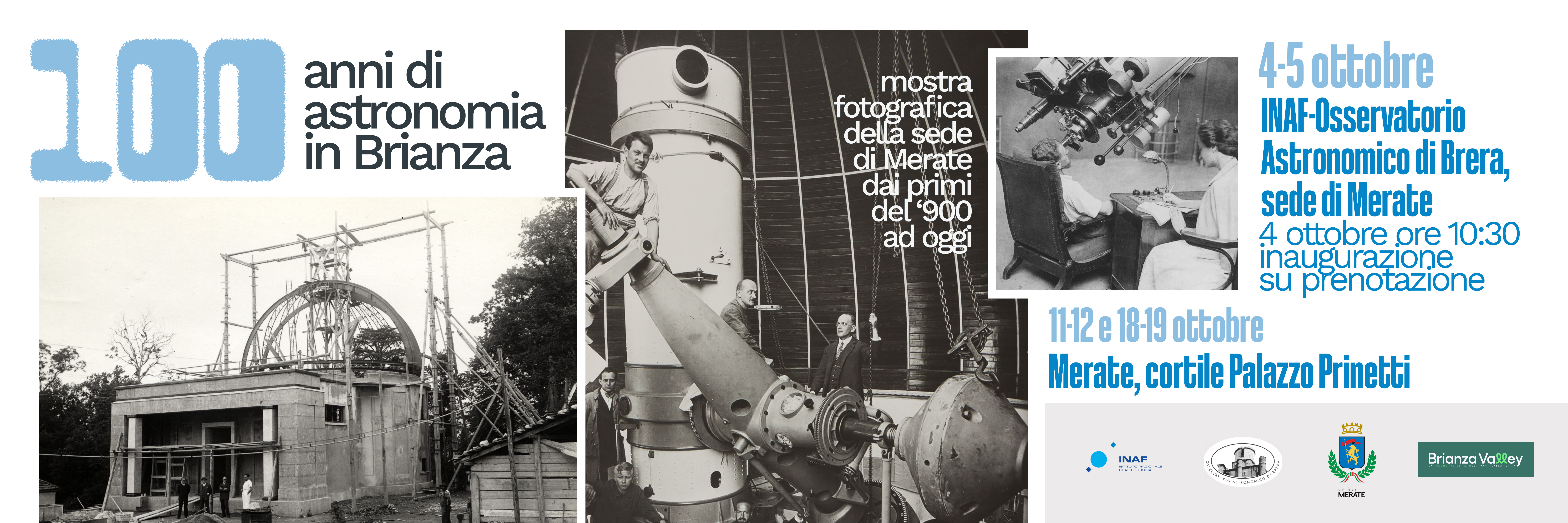 Banner mostra "100 anni di astronomia in Brianza"