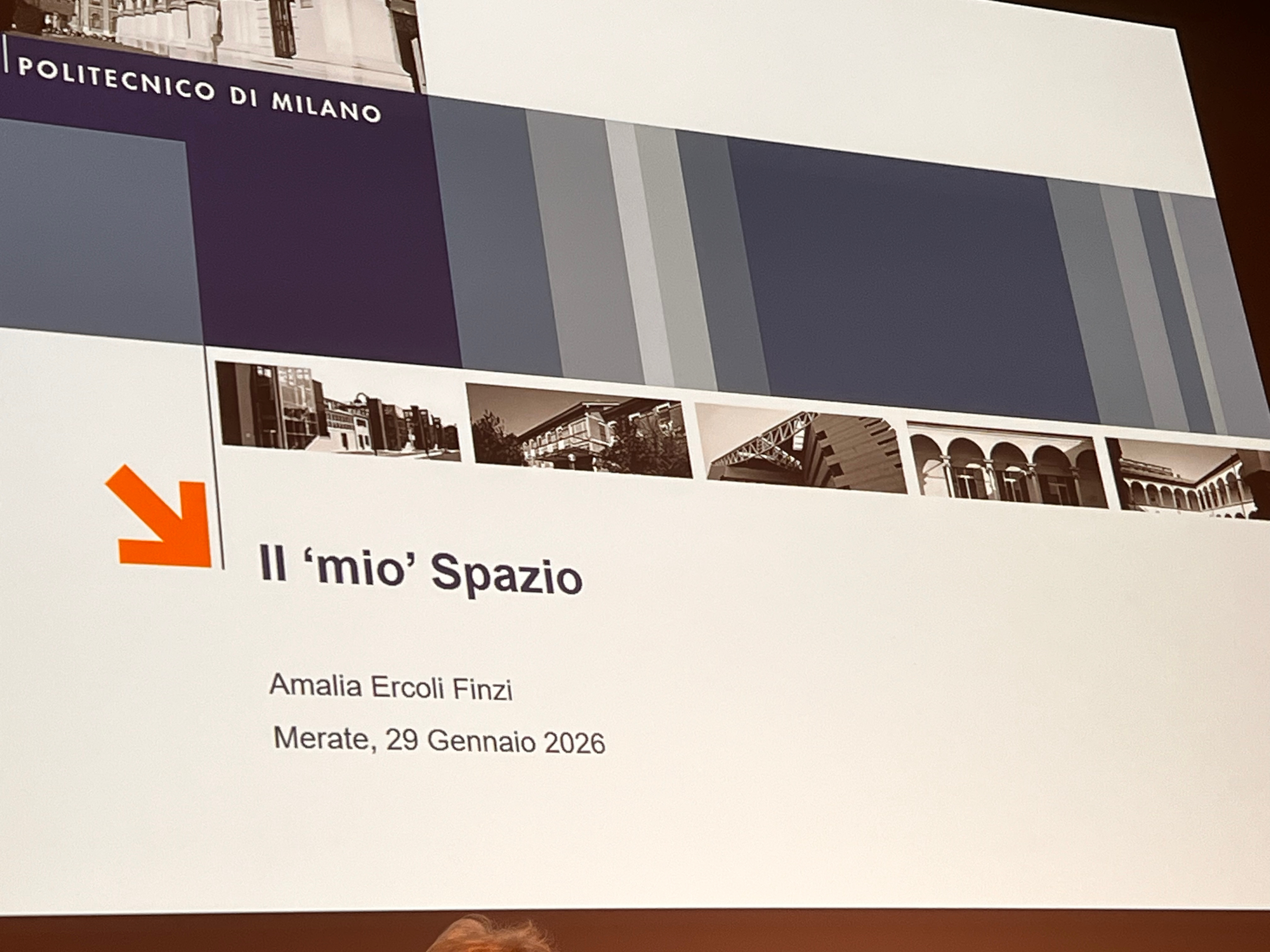 Conferenza Amalia Ercoli Finzi (29/01/2026) - La prima slide della serata col titolo della conferenza, "Il mio spazio" - Crediti: INAF-OAB