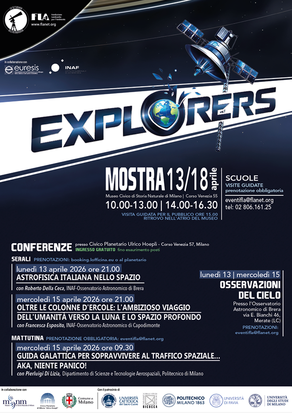 Locandina Settimana Astronomia organizzata da FLA dal 13 al 18 aprile 2026