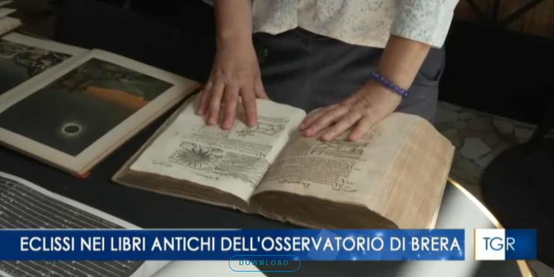 Alcuni testi presenti nell'archivio storico dell'Osservatorio Astronomico di Brera - Intervista di TGR Lombardia del 13/08/2026 - Crediti immagine: TGR Lombardia.